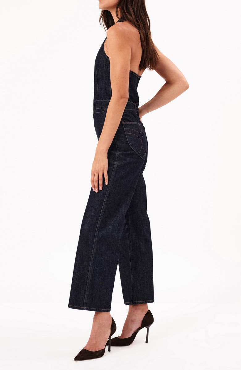 Rolla’s Darkstone Halter Neck Denim Jumpsuit, Alternate, color, Dark Vintage Indigo