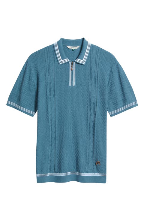 Navarro Textured Cotton Zip Polo