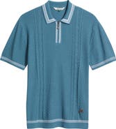 MALBON Navarro Textured Cotton Zip Polo