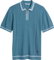MALBON Navarro Textured Cotton Zip Polo