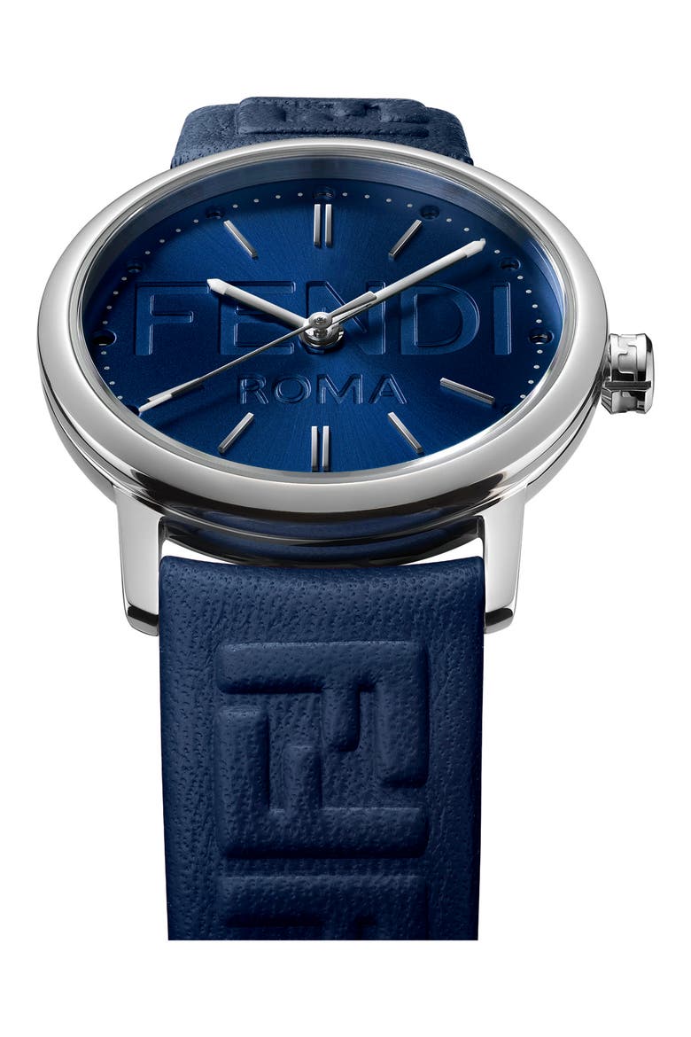 Forever Fendi Swiss Quartz Leather Strap Watch, 29mm, Alternate, color, STAINLESS STEEL