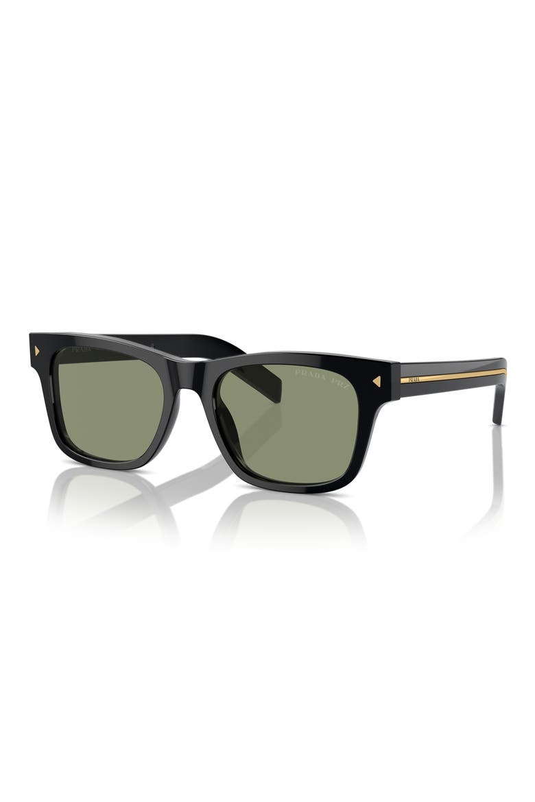 55mm Polarized Rectangular Sunglasses, Alternate, color, BLACK
