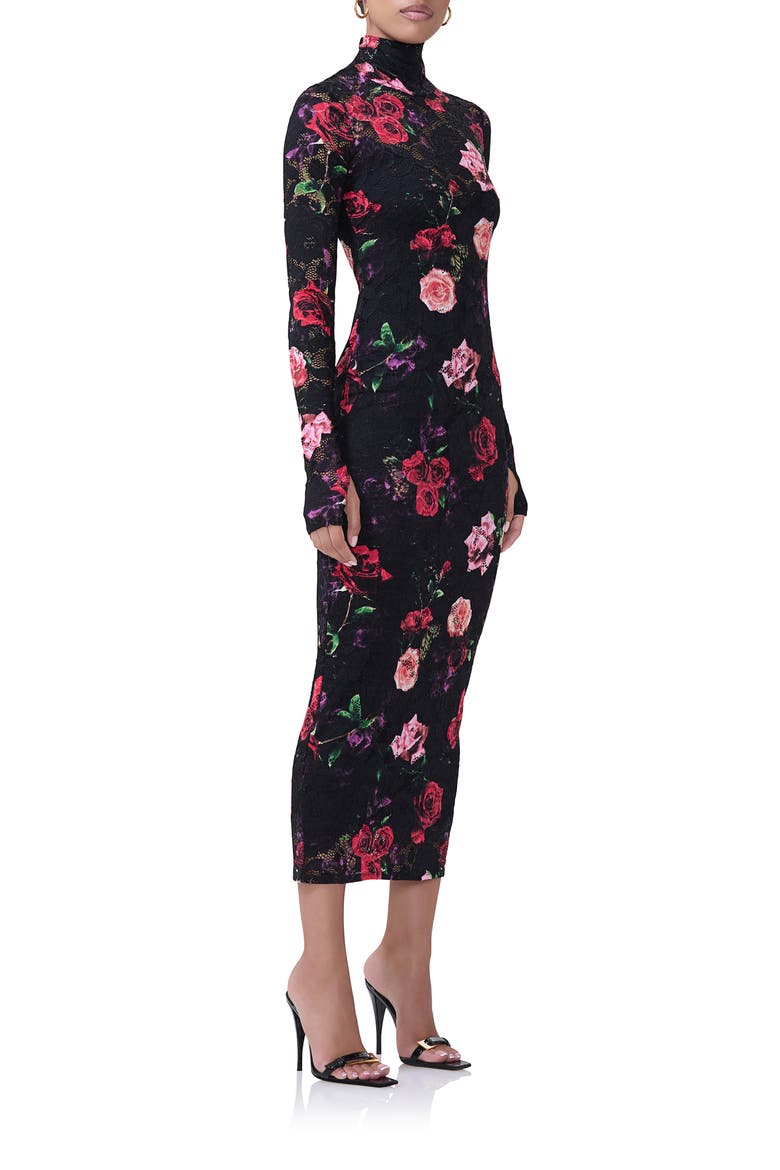 Shailene Turtleneck Long Sleeve Lace Dress, Alternate, color, MIXED ROSE