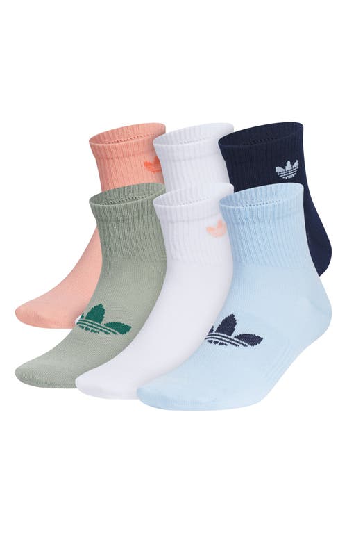 Shop Adidas Originals Adidas Superlite 6-pack Quarter Crew Socks In Glow Pink/night Indigo/blue