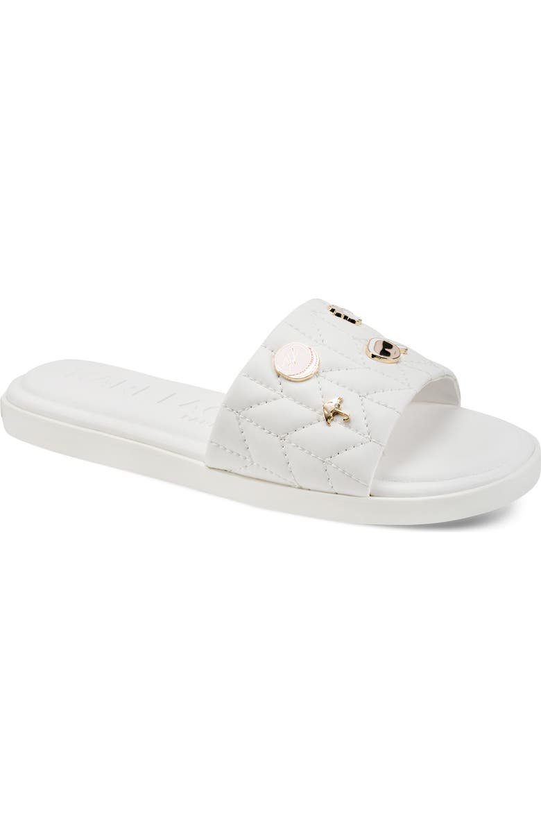 KARL LAGERFELD PARIS Carenza Macaron Slide Sandal, Main, color, Bright White
