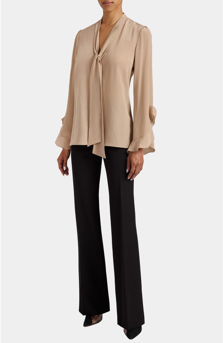 Santorelli Sienna Long Sleeve Silk Blouse with Neck Tie, Alternate, color, 