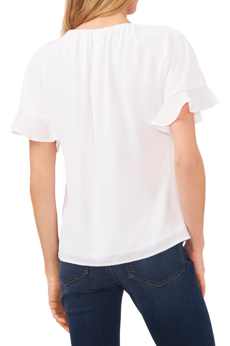 Ruffle Sleeve Crepe Blouse, Alternate, color, NEW IVORY
