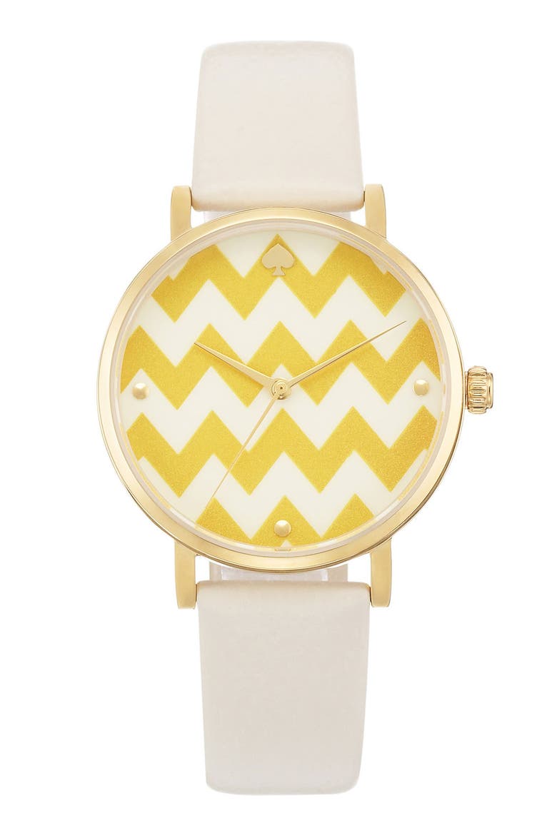 'metro' patterned dial watch, Main, color, WHITE/ GOLD