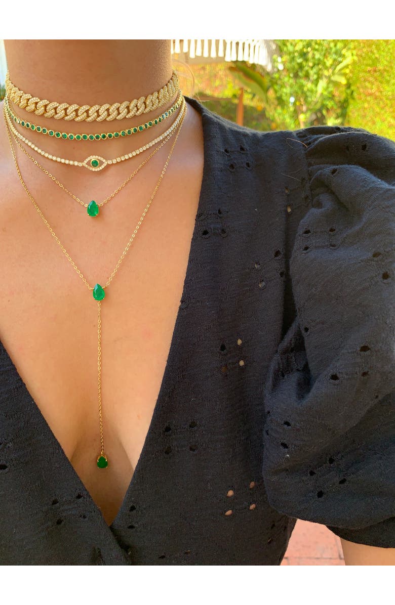 Gemma Azzurro Emerald lariat necklace set, Alternate, color, Green
