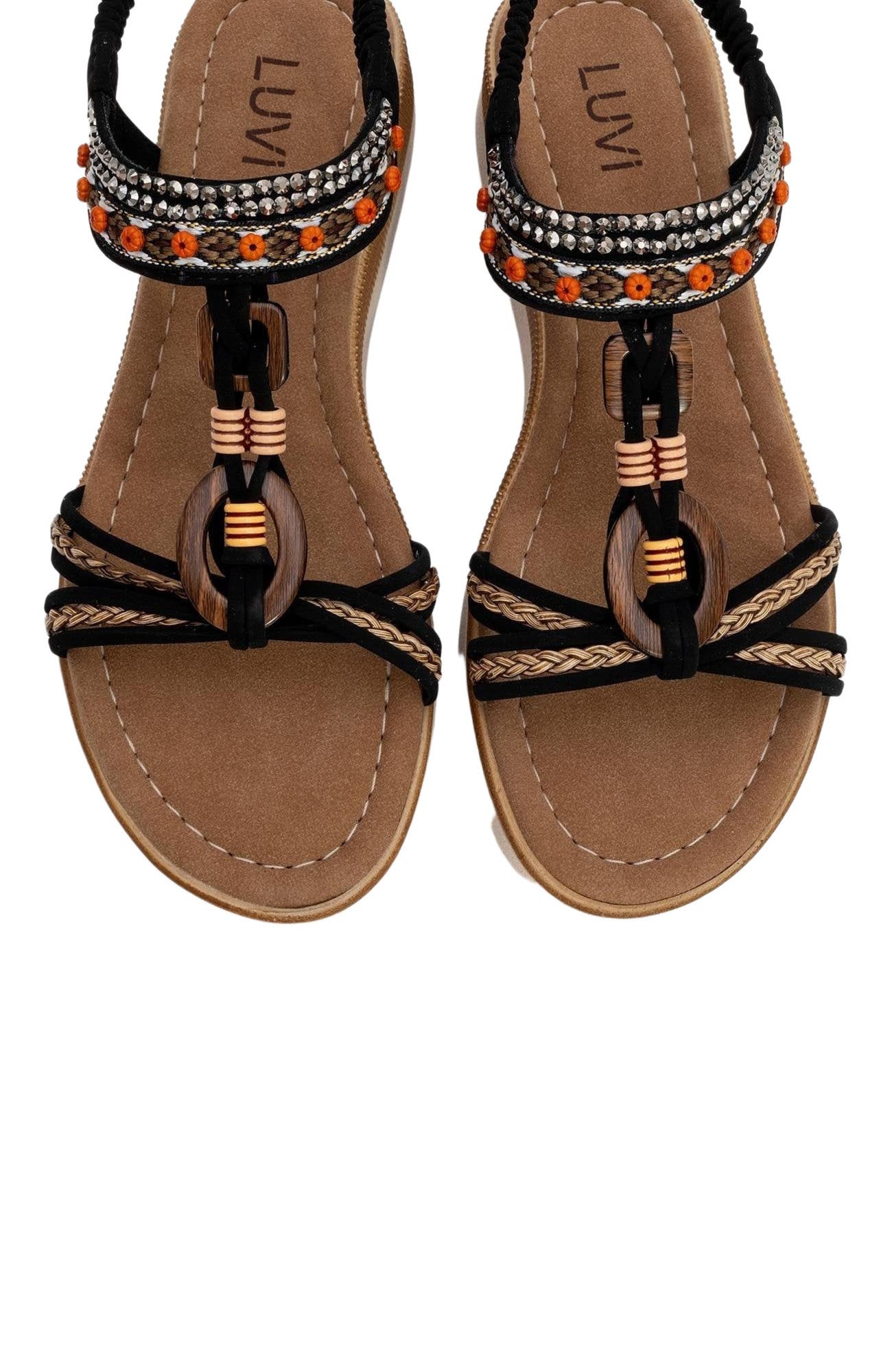 Prologue Shoes CHER Braided Strap Sandal, Alternate, color, Black Faux Leather