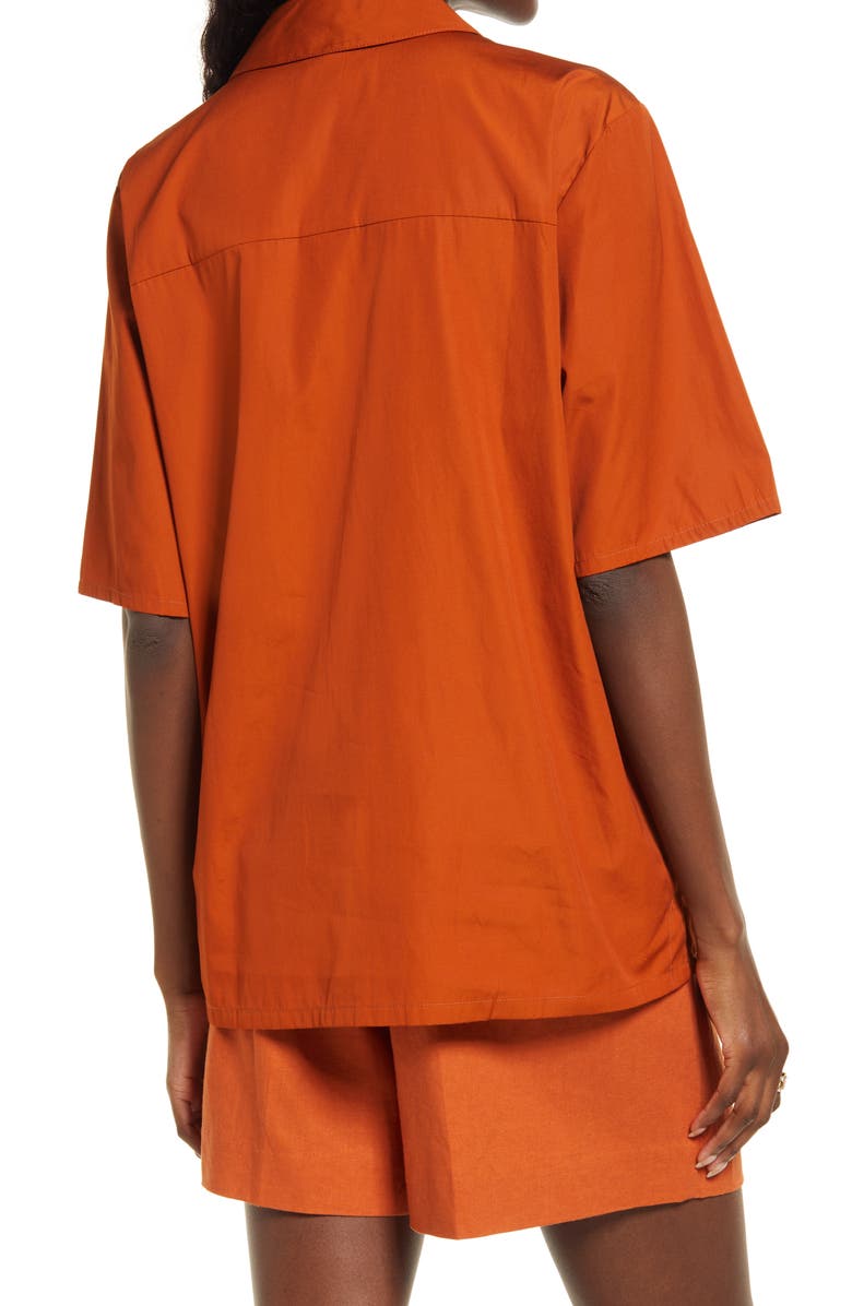 Open Edit Cotton Poplin Button-Up Camp Shirt, Alternate, color, 