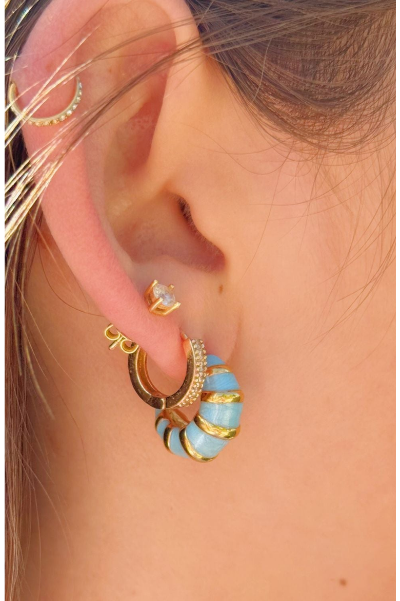 Croissant Blue Enamel Hoop Earrings, Alternate, color, Blue