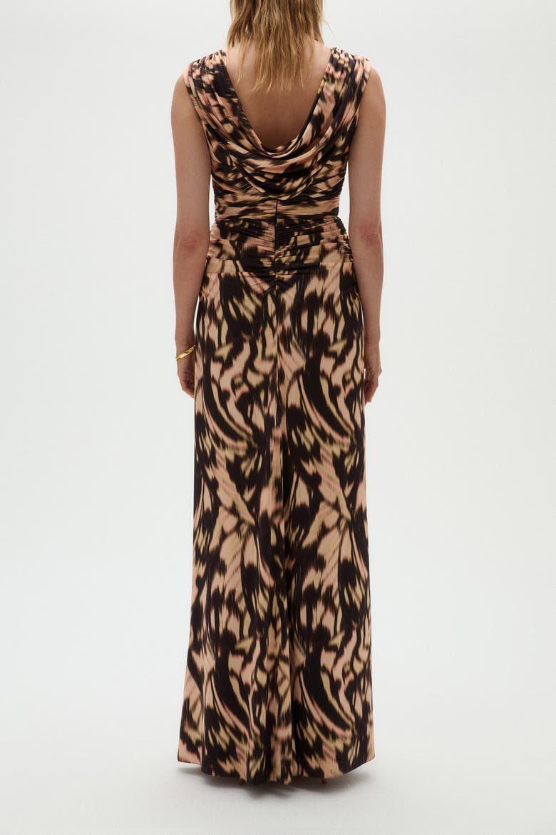 Printed Satin Jersey Dress, Alternate, color, Apricot-Multi