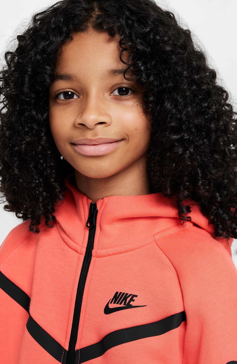 Nike Kids' Tech Fleece Full Zip Hoodie, Alternate, color, Magic Ember/ Black/ Black