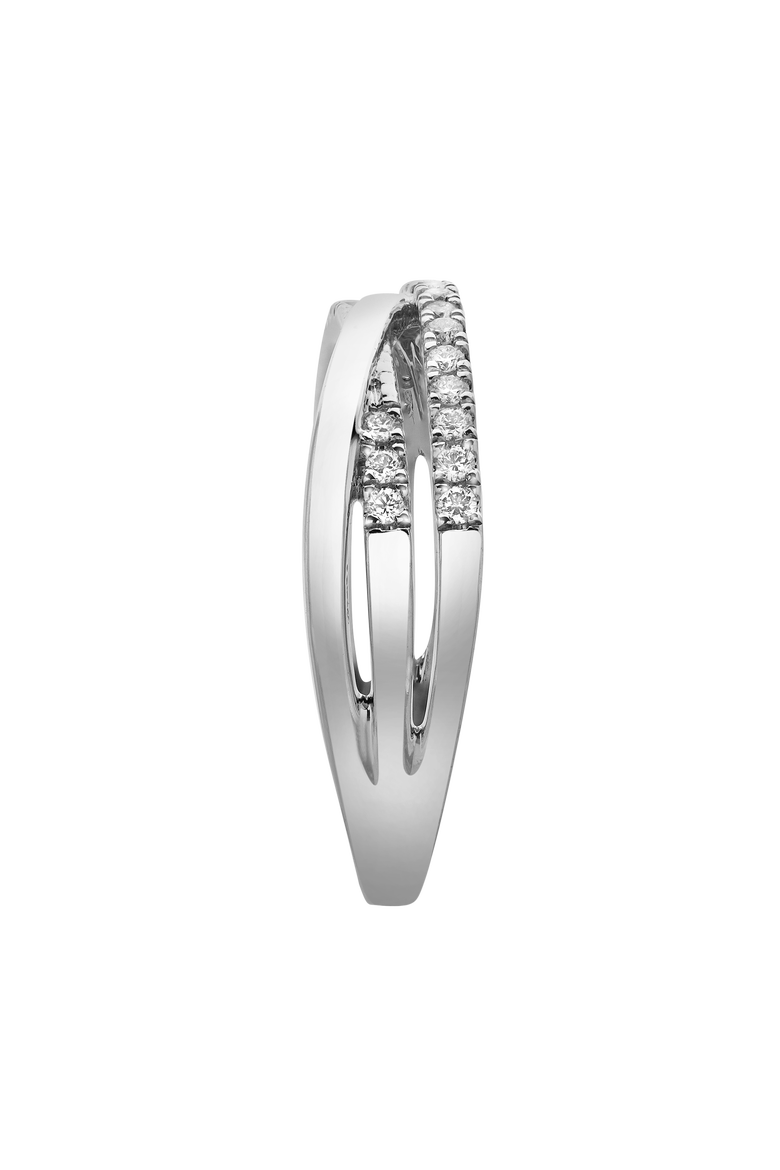 Nexus 14K Gold Round Diamond Studded Crossover Band Ring - 0.24cts, Alternate, color, 14K White Gold