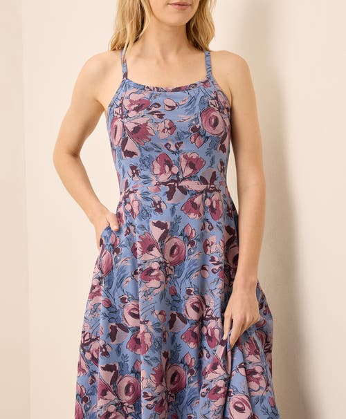 Pact Organic Cotton Fit & Flare Midi Dress In Blue