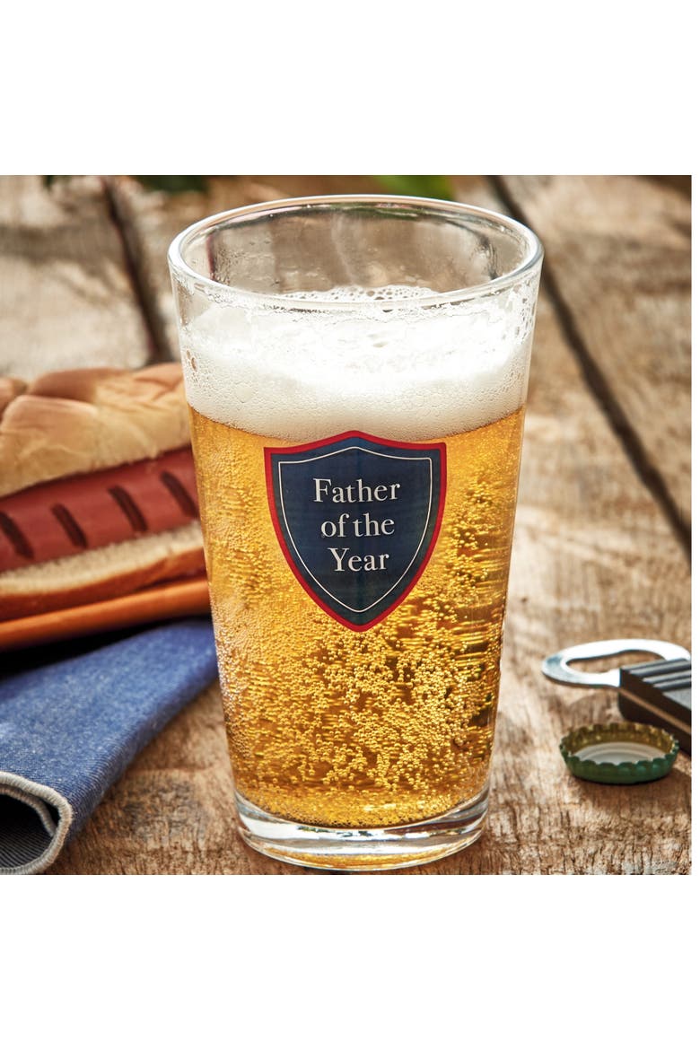 Father Of The Year Pilsner Beer Glass Dishwasher Safe, Alternate, color, Clear