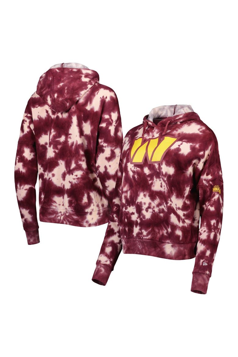 Women's New Era Burgundy Washington Commanders Cloud Dye Fleece Pullover Hoodie, Main, color, Burgundy