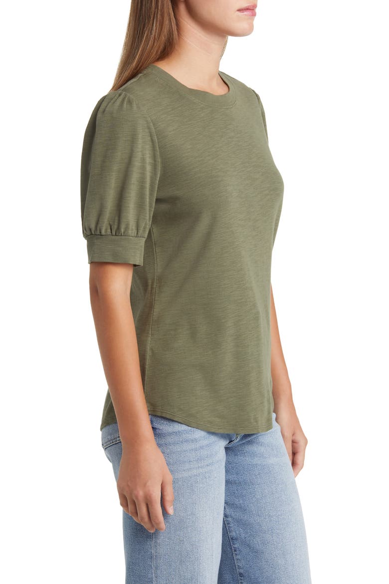 Ashby Isles Puff Sleeve Cotton Top, Alternate, color, PALM MOSS