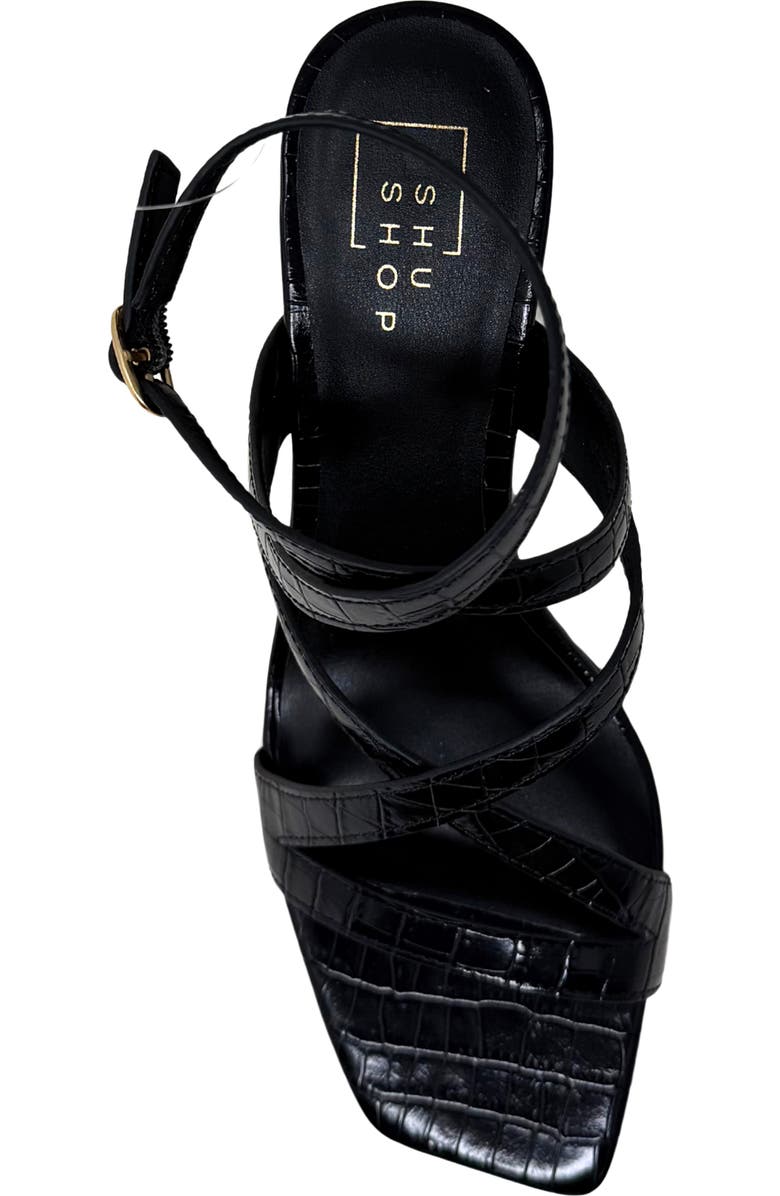 SHUSHOP Gilda Ankle Strap Sandal, Alternate, color, Black Croco