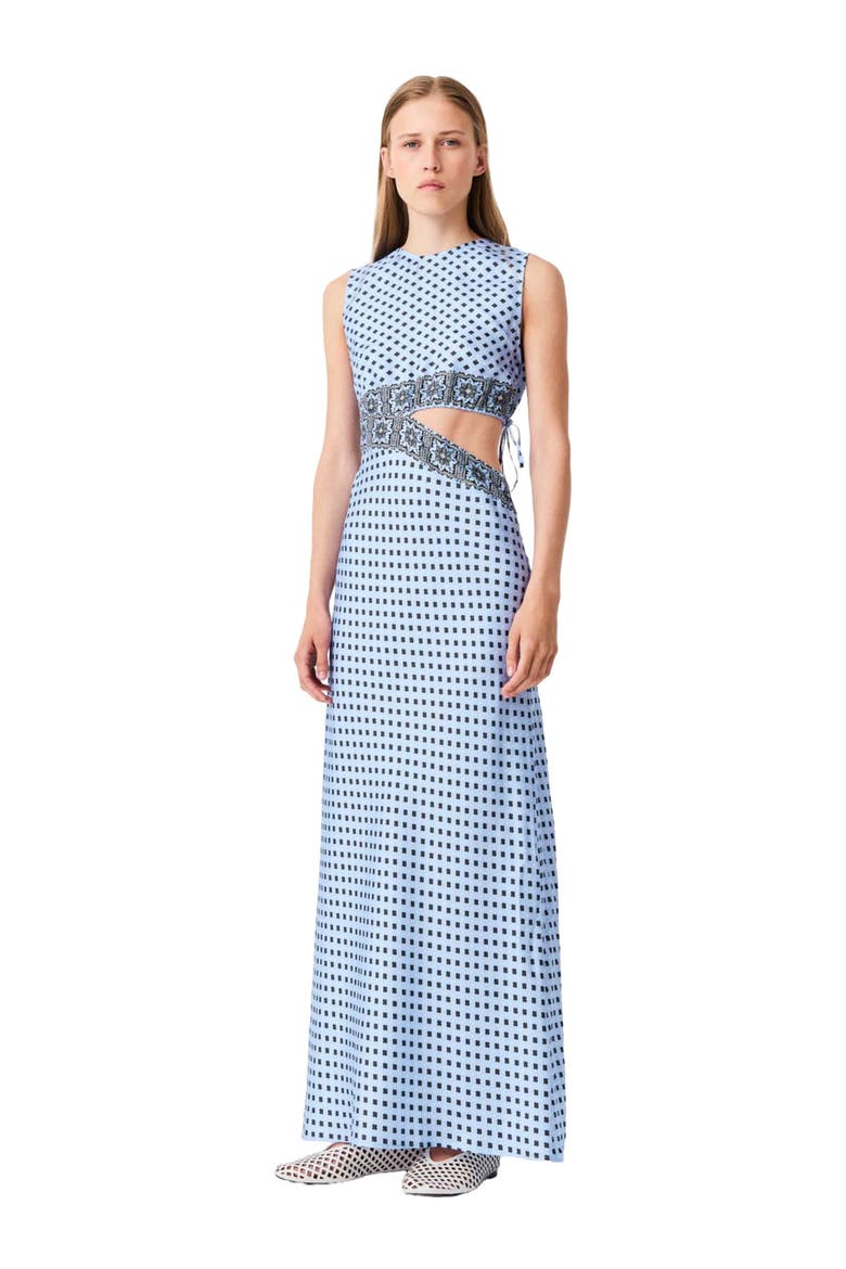 Patterned cutaway dress, Main, color, Light blue loungewear