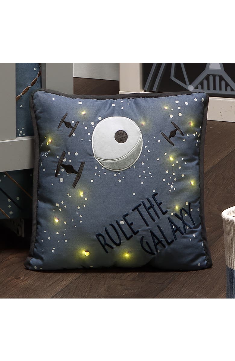Lambs & Ivy Star Wars Signature Galaxy LED Light-Up Decorative Throw Pillow, Alternate, color, Blue