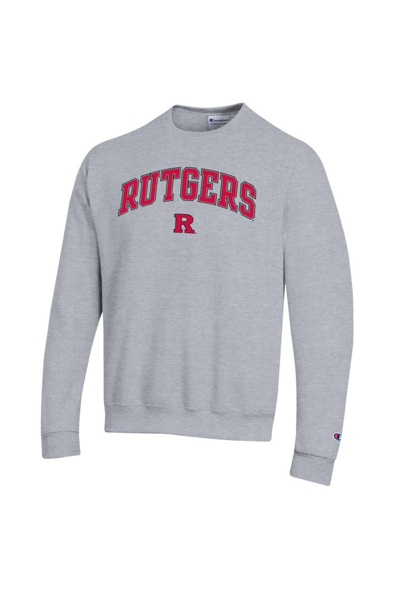 Men's Champion  Heather Gray Rutgers Scarlet Knights Arch Over Logo Pullover Sweatshirt, Alternate, color, Heather Gray