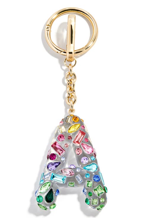 Crystal Initial Key Ring Bag Charm