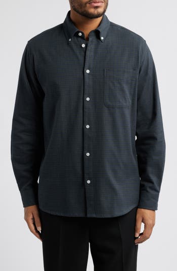 Les Deux Kent Check Flannel Button-down Shirt In Black
