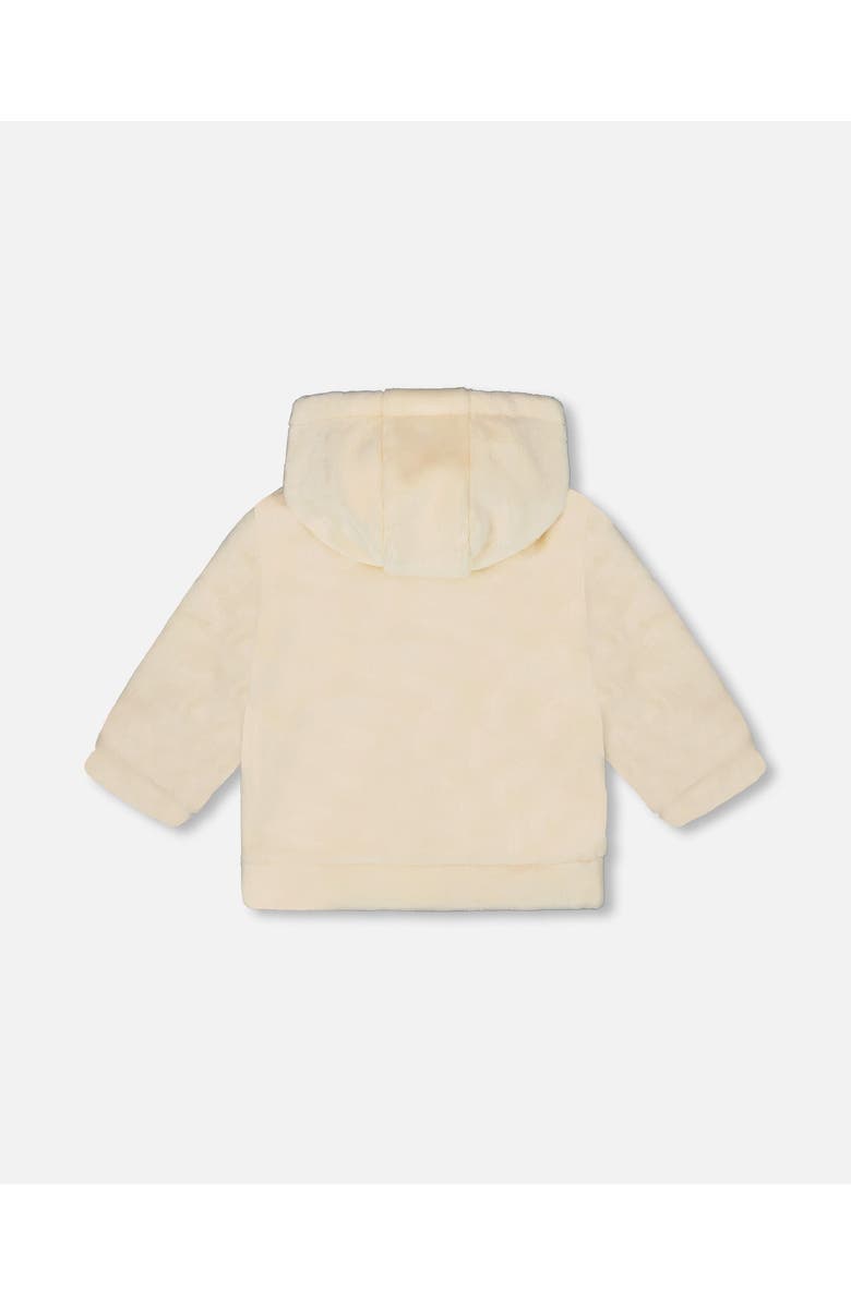 Deux par Deux Plush Hooded Jacket, Alternate, color, Off-White