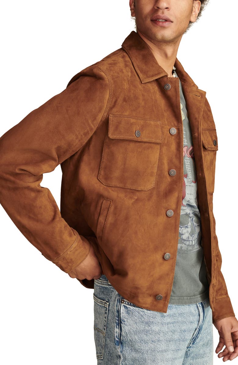 Lucky Brand Suede Shirt Jacket, Alternate, color, Dark Tan