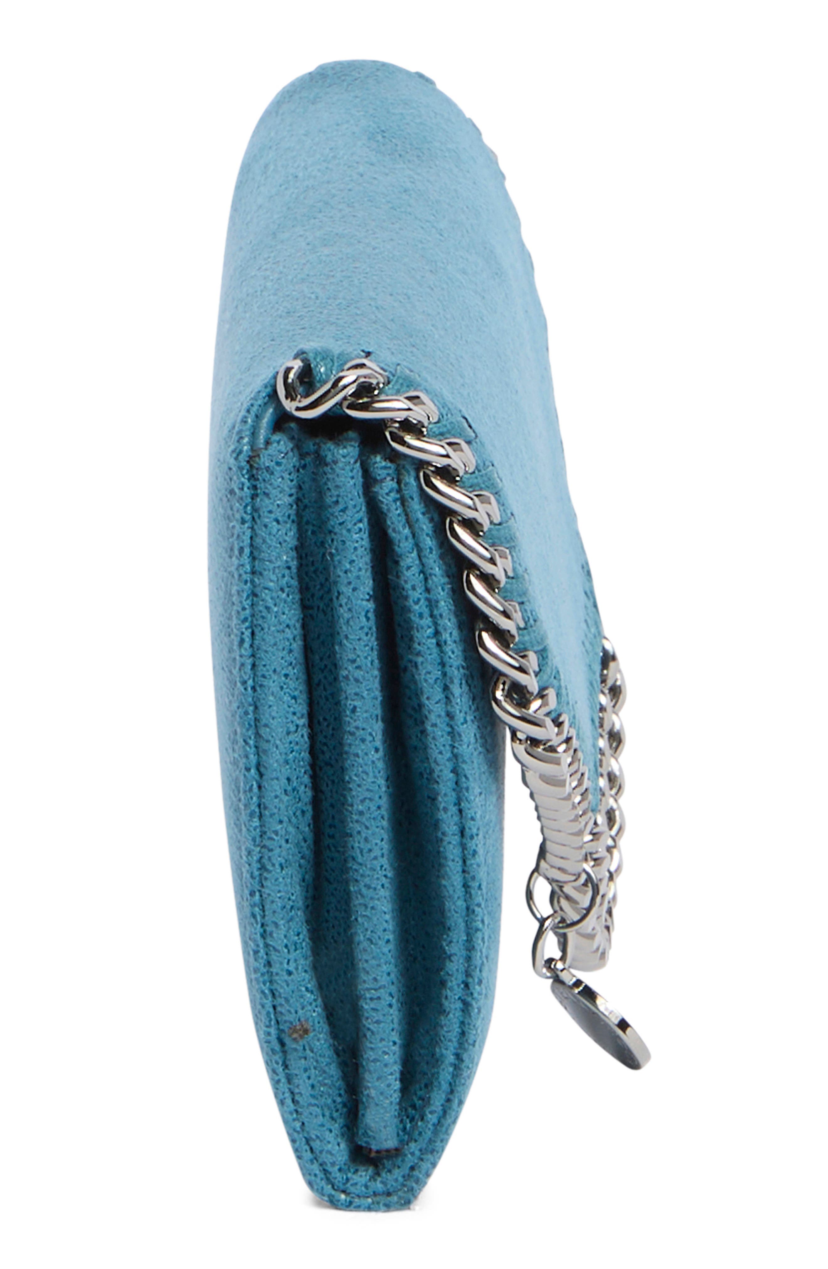 Stella McCartney Mini Falabella Metallic Wallet, Alternate, color, 