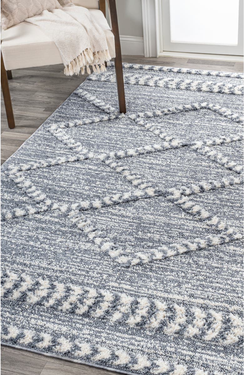 JONATHAN Y Sofie Moroccan Trellis High-Low Area Rug, Alternate, color, Gray/Cream