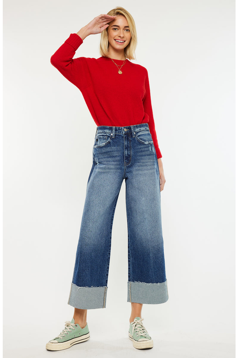 Lynn 90's Cropped Wide Leg Jeans, Alternate, color, Medium Wash