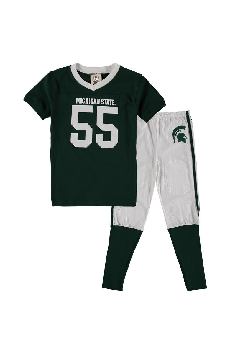 Wes & Willy Youth Wes & Willy Green Michigan State Spartans Football Pajama Set, Main, color, 