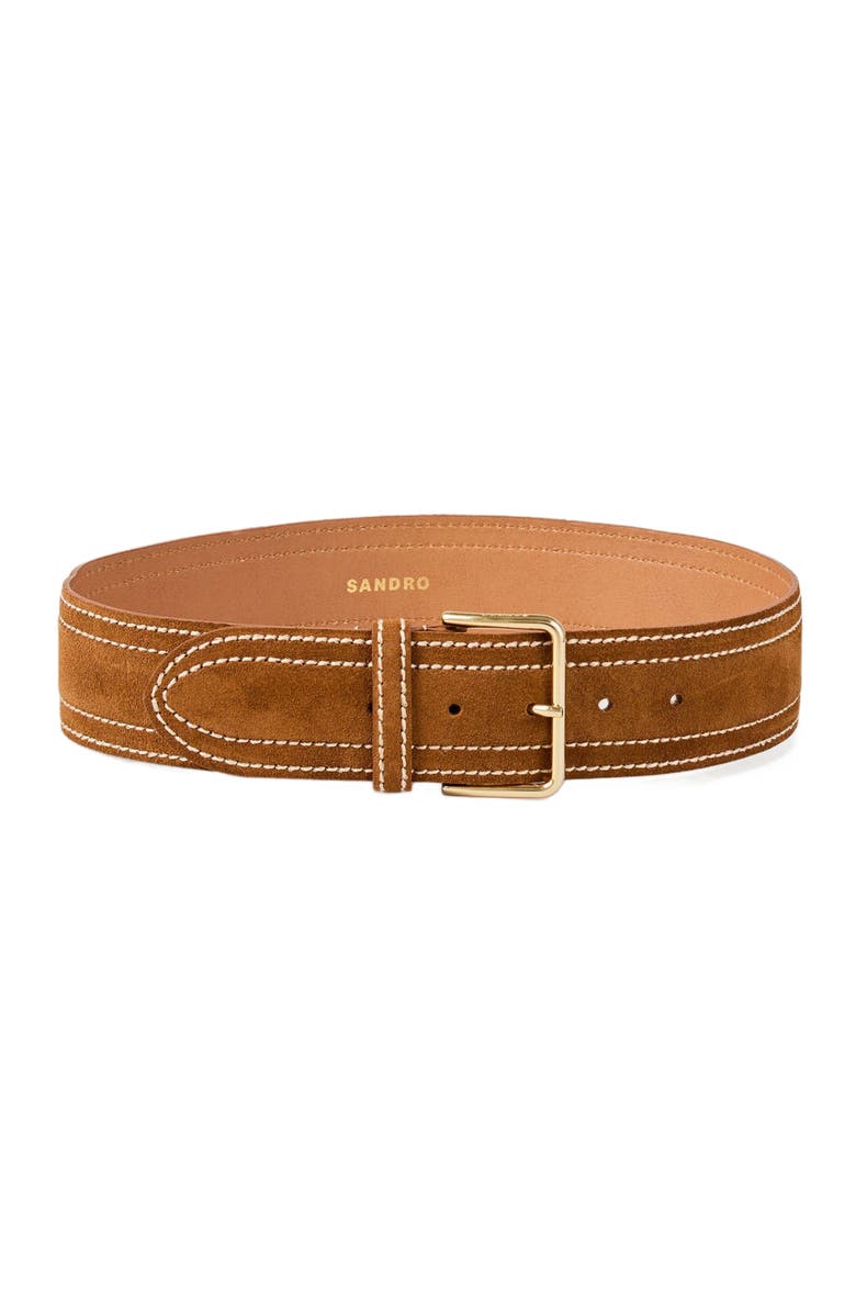 SANDRO Wide leather belt, Alternate, color, 