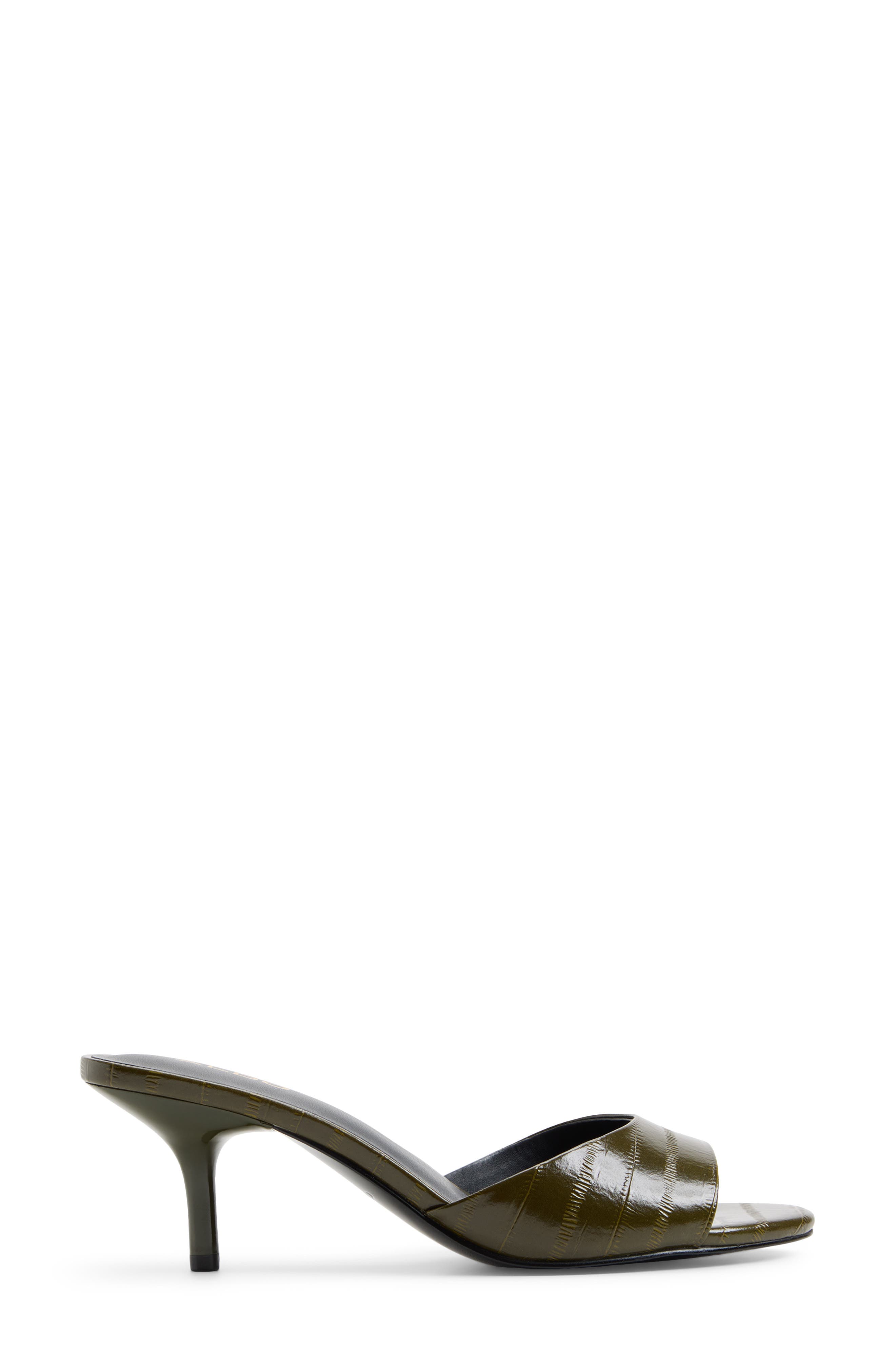 Marryam Faux Leather Kitten Heel Slide Sandal, Alternate, color, KHAKI EMBOSSED