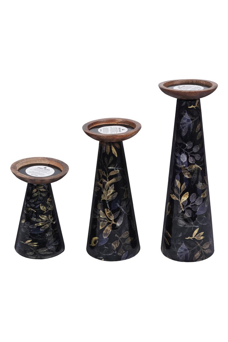 Deep Floral Pillar Candleholder Set, Main, color, Multicolor