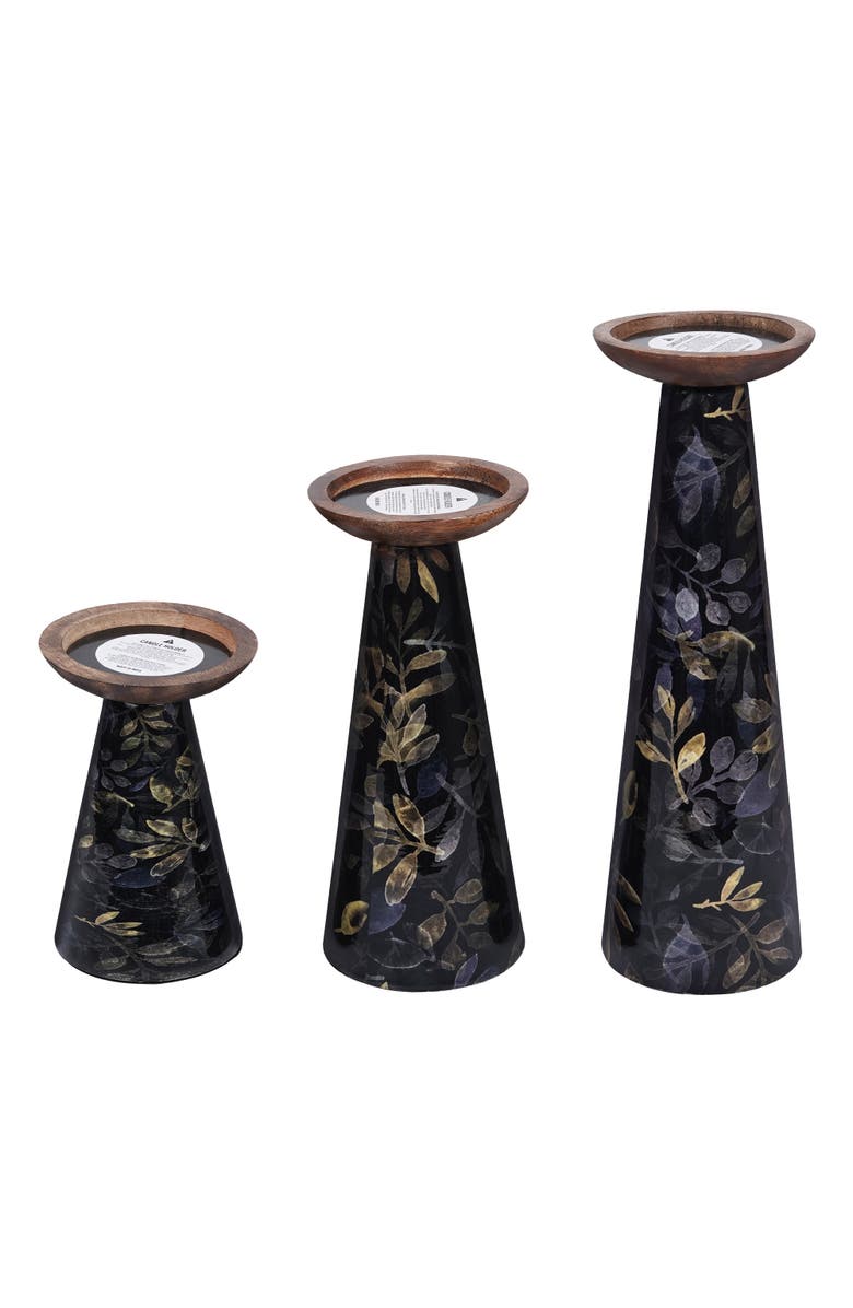 Mela Artisans Deep Floral Pillar Candleholder Set, Main, color, Multicolor
