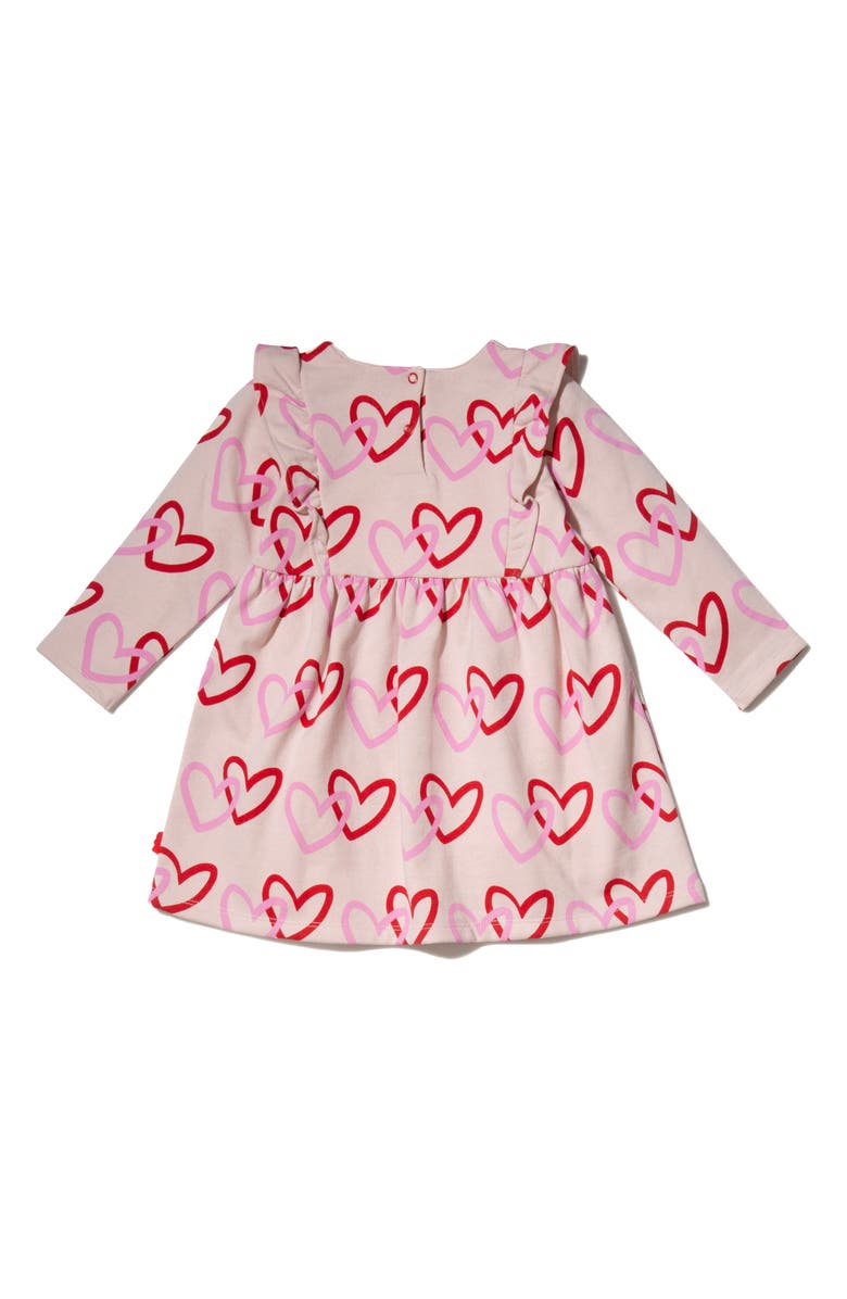 Mon Coeur Kids Heart Print Long Sleeve Ruffle Dress, Alternate, color,