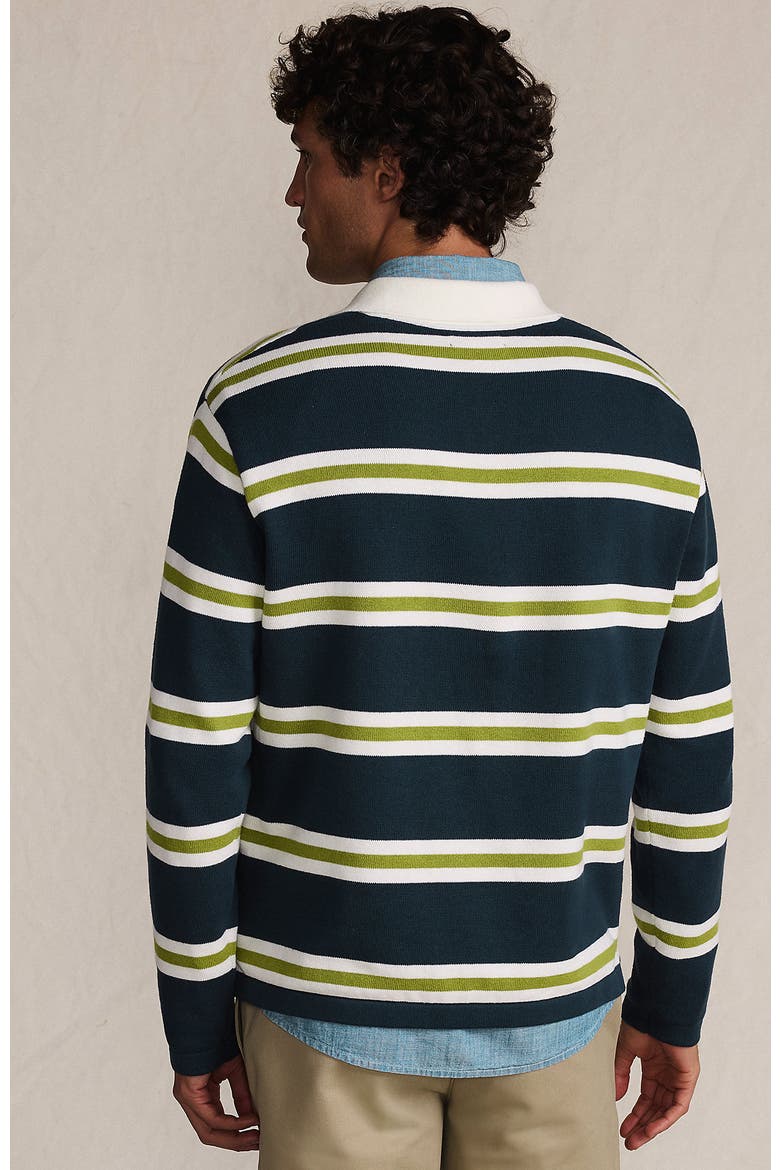 Long Sleeve Cotton Rugby Sweater Polo, Alternate, color, French Navy/Lime Stripe