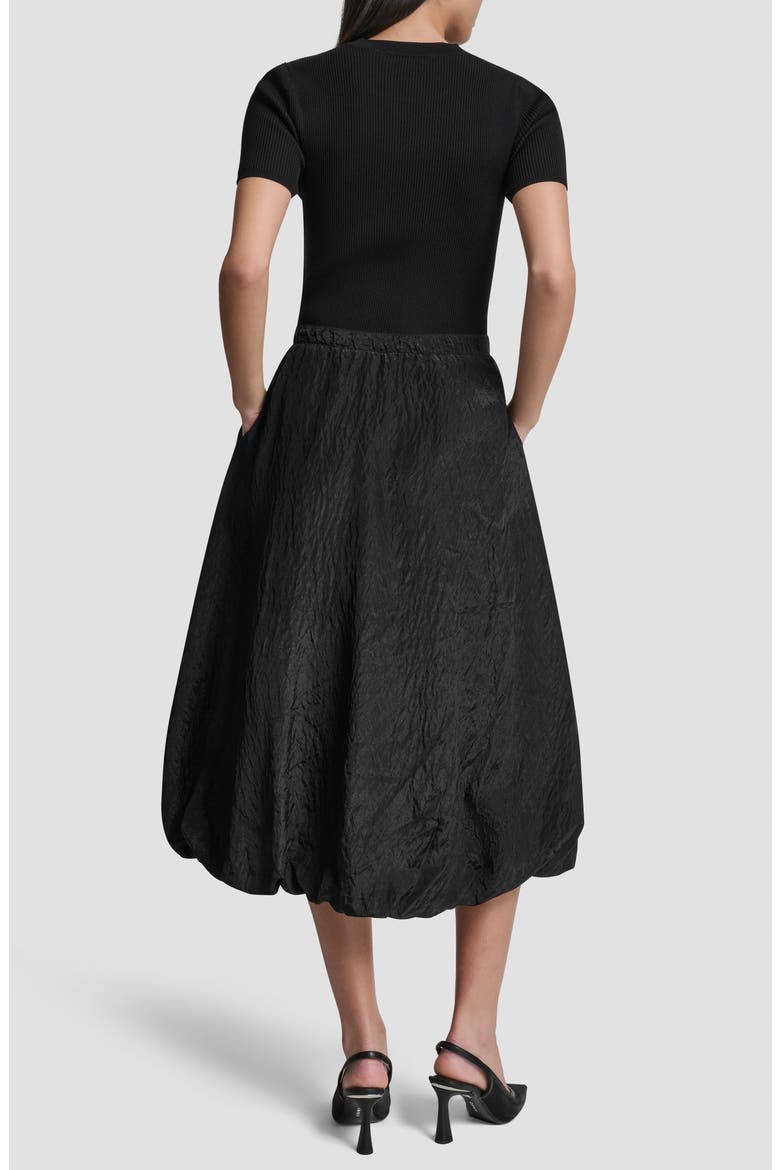 Mixed Media Cargo Pocket Midi Dress, Alternate, color, BLACK