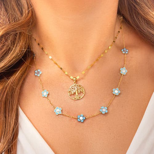 The Lovery Fine Jewelry Turquoise Daisy Necklace In Blue
