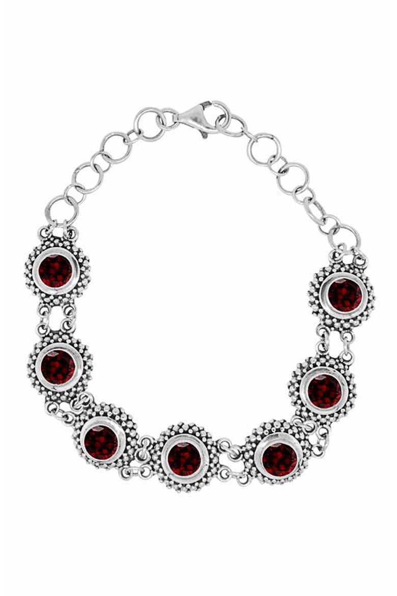 Round Stone Station Bracelet, Main, color, RED