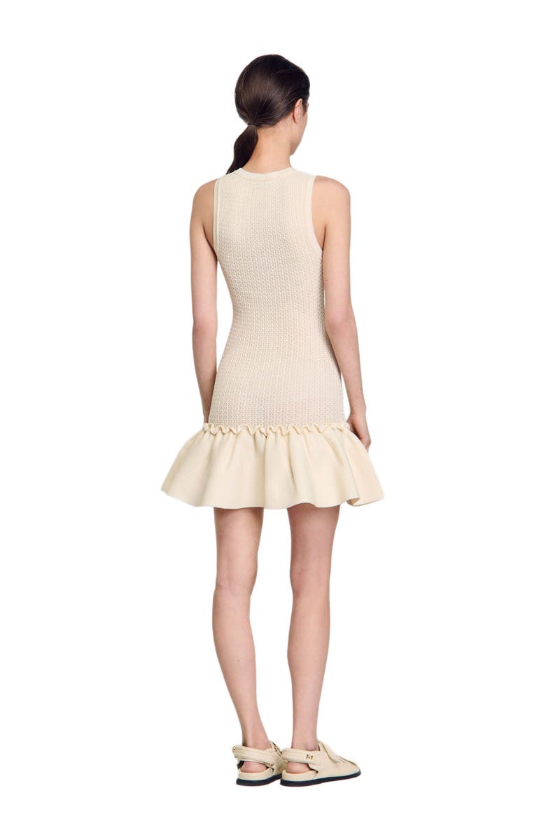 SANDRO Mini knit dress with ruffle, Alternate, color, 