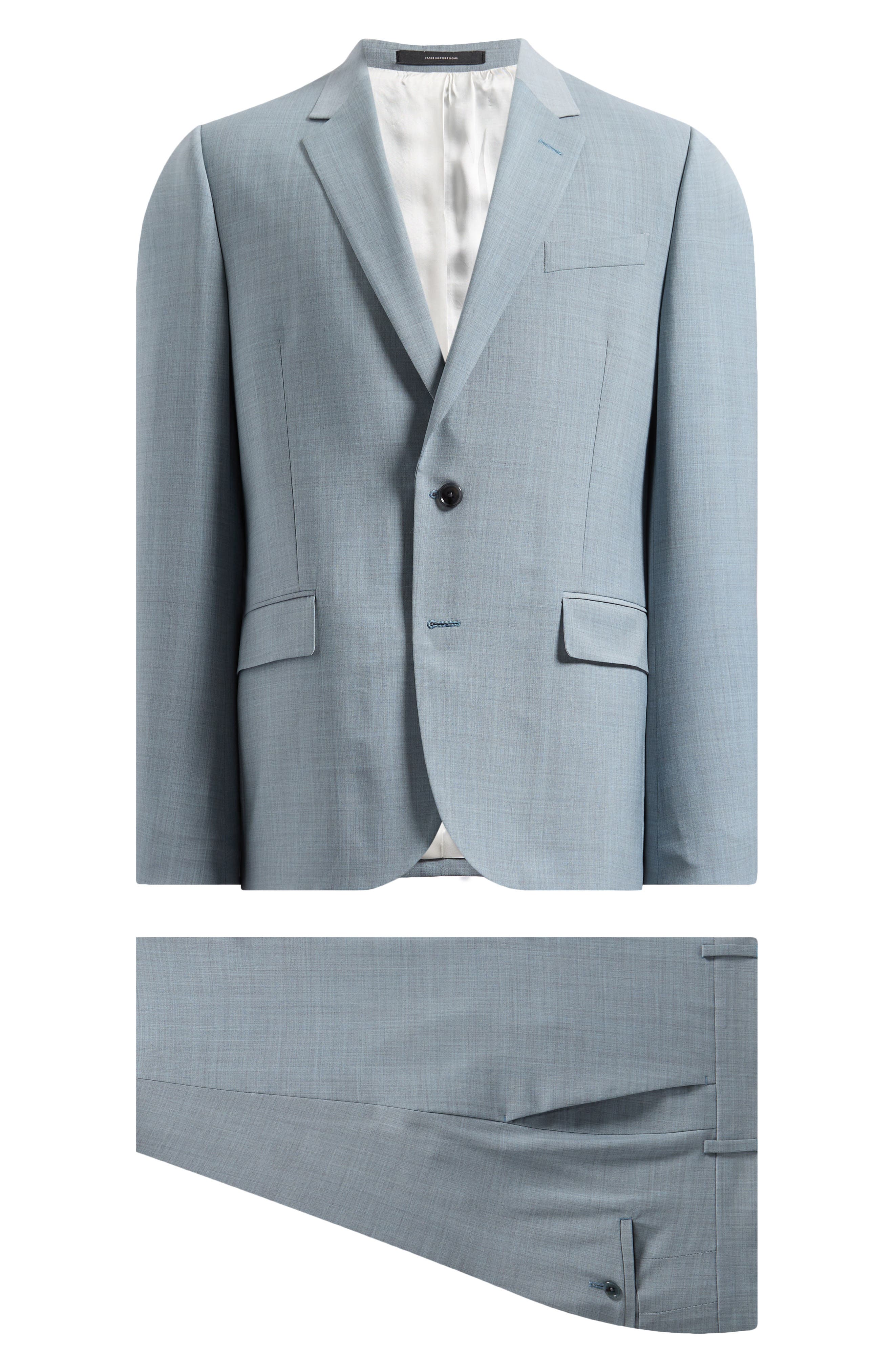 Paul Smith London Soho Trim Fit Light Blue Mélange Wool Suit 