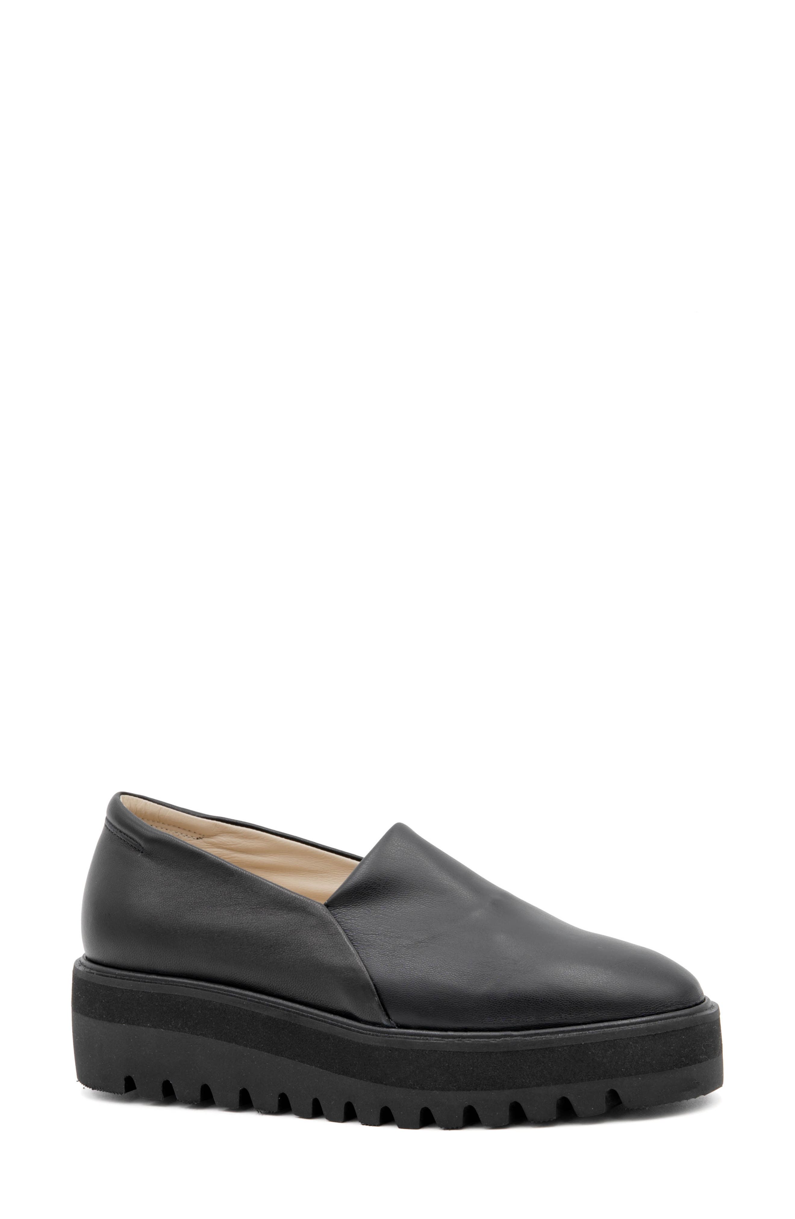 Amalfi by Rangoni Enfasi Platform Wedge Loafer, Main, color, Black Harley Black Parmasoft