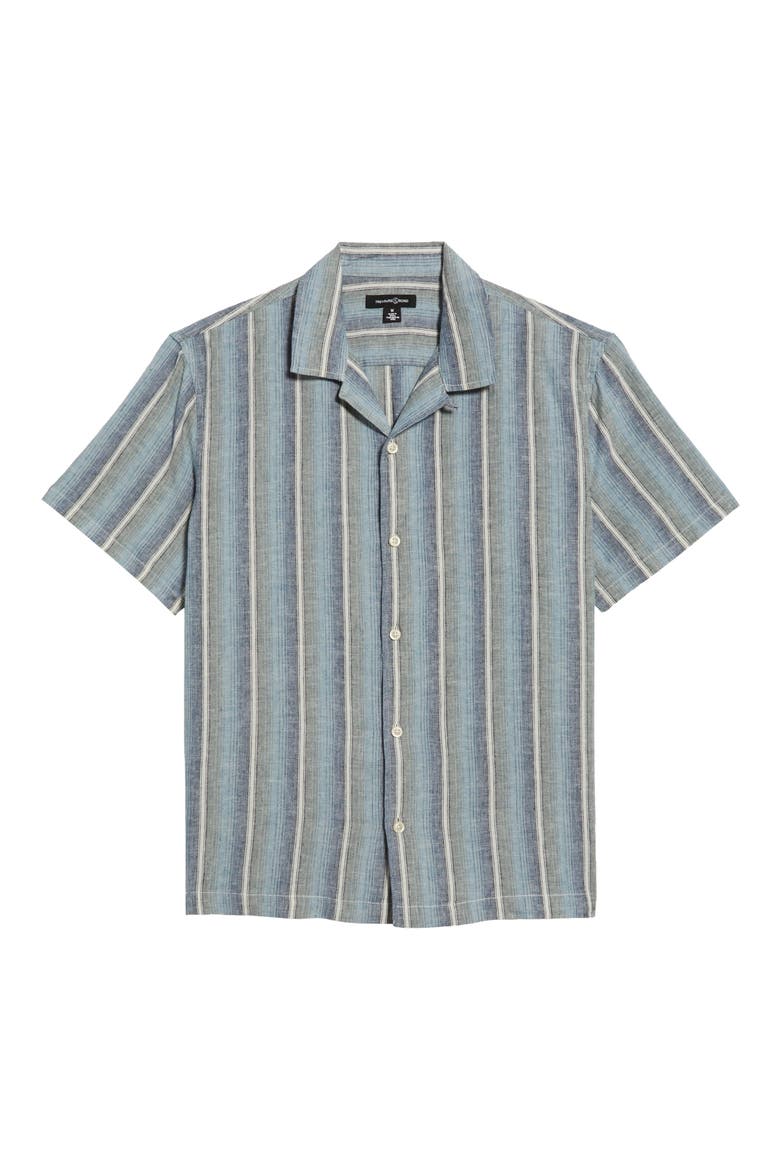 Linen & Cotton Camp Shirt, Alternate, color, IVORY SUNSET STRIPE