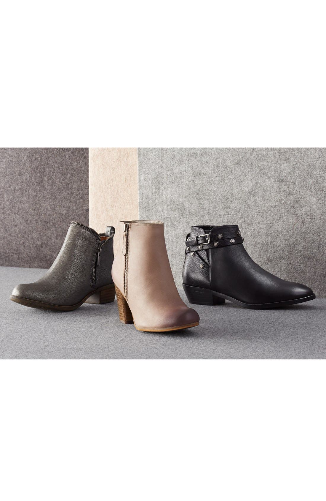 Halogen 'Lidia' Studded Leather Ankle Bootie, Alternate, color, GREY OILED LEATHER
