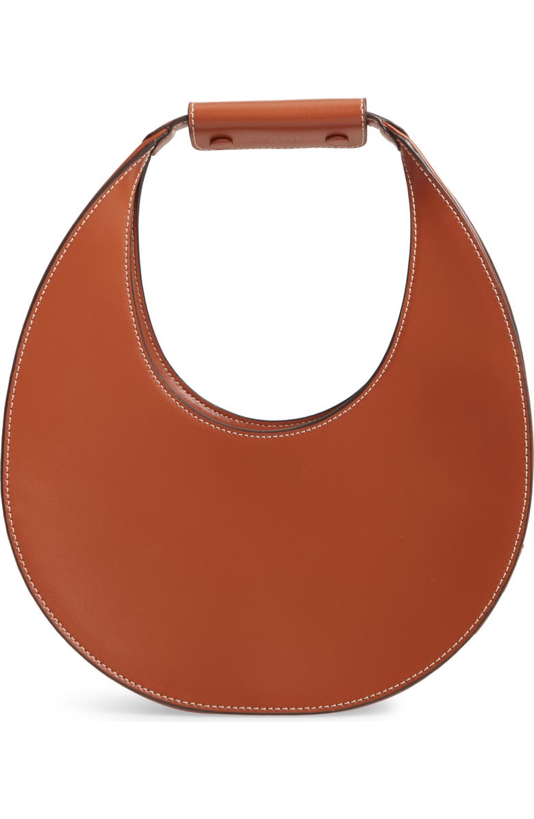 STAUD Leather Moon Bag, Main, color, Tan